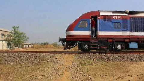 Train stop at gate Stock Footage 100939981