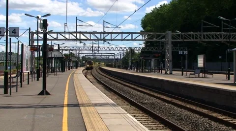 Train stop at station HD Stock Footage 42947939