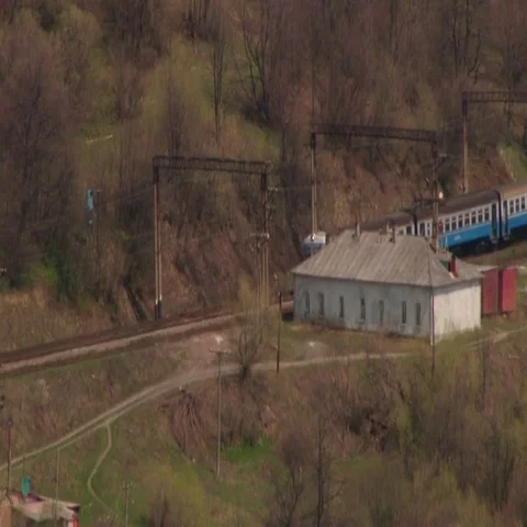 On the train stops and then starts to go Stock Footage 69411834