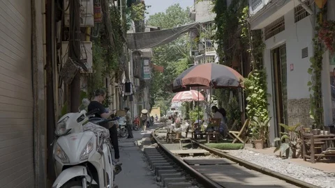 Train Street of Hanoi Stock Footage 124833816