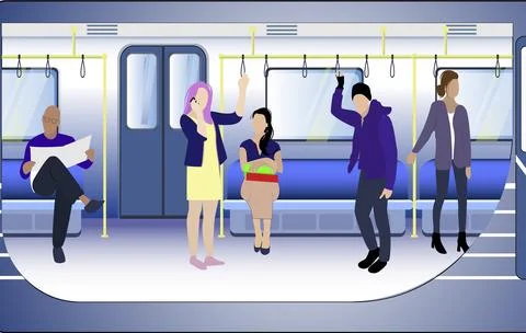 Train subway metro inside, passenger Stockillustratie