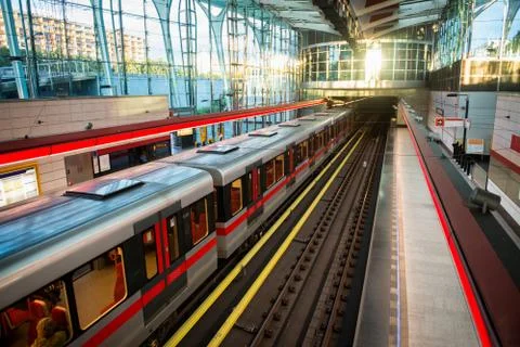 Train at subway Station Stock Photos