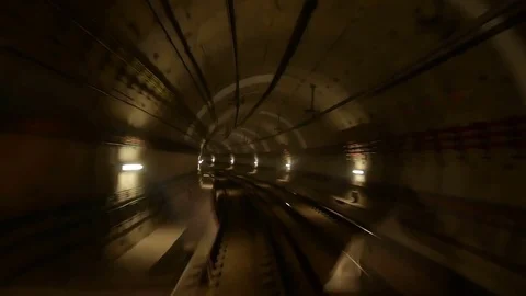 Train subway tunnel speed Stock Footage 77758990
