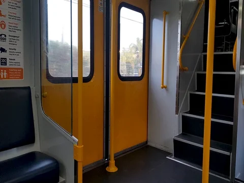 On a train with sunlight Stock Footage 80549552