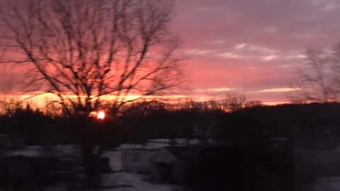 Train sunrise breaking horizon Stock Footage 156258452