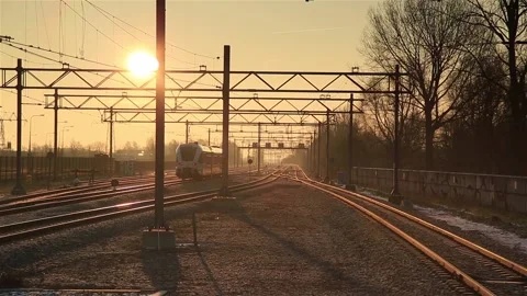 Train at sunrise Stock Footage 133866778