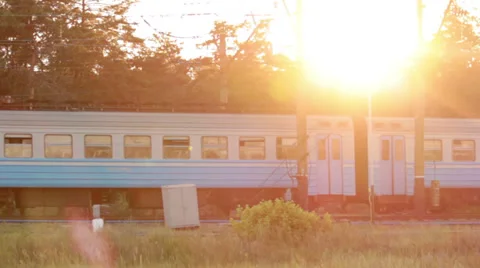 Train at sunset Stock Footage 39588174