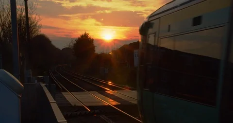 Train in the sunset Stock Footage 123698739