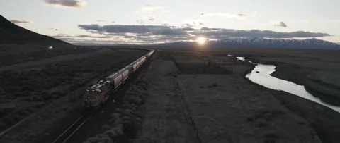 Train Sunset Stock Footage 238406785