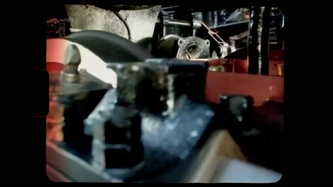 Train super8 gears slomo angled wheels reveal Stock Footage 239675495