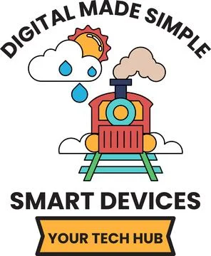 The train is surrounded by clouds and rain, giving the image a moody Illustrazione stock