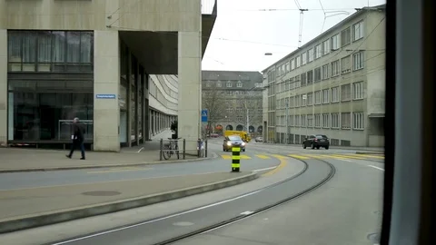 On a Train in Switzerland Stockbeeldmateriaal 84711140