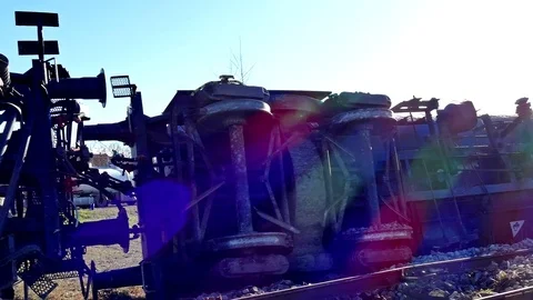 Train Tank with Hazardous Material Slipped off the Rails Stock Footage 84734241