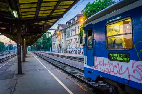 Train on the terminal Stock Photos