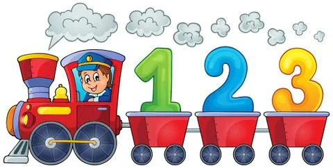 Train with three numbers - illustration. Stock Illustration