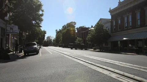 Train through town 1 Stock Footage 726551