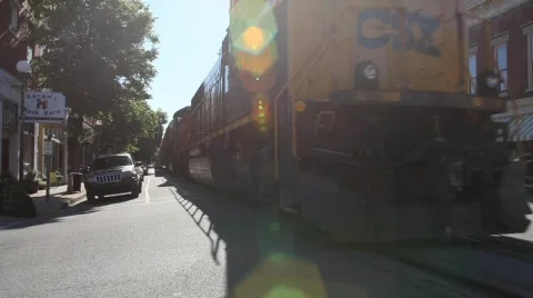 Train through town 2 Stock Footage 726516