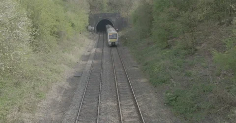 Train through Tunnel Stock Footage 49354805