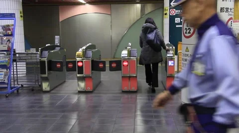 Train ticket barriers Tokyo Video stock 58960897