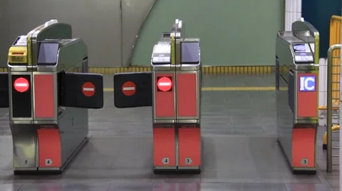 Train ticket barriers Tokyo Stock Footage