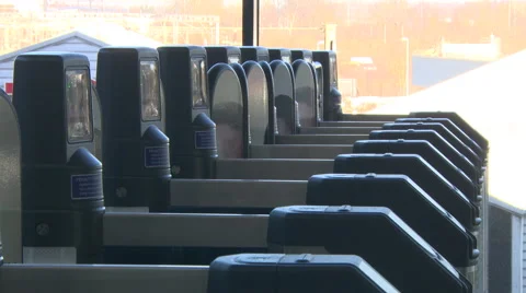 Train ticket being used at barrier Stock Footage 53303708