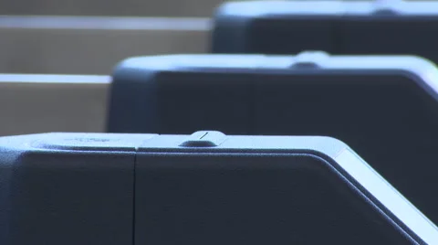 Train ticket being used at station barrier Stock Footage 53300805
