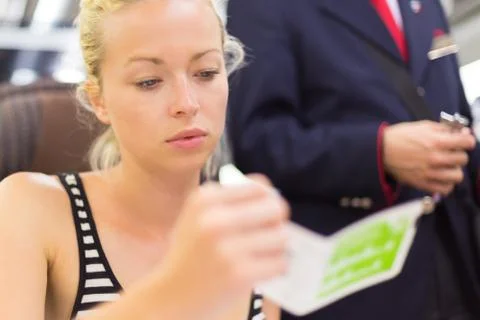 Train ticket check. Stock Photos