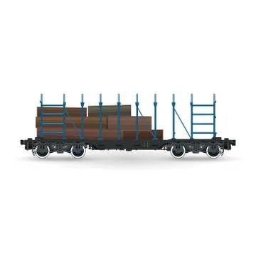 Train with Timber on White Background Stock Illustration
