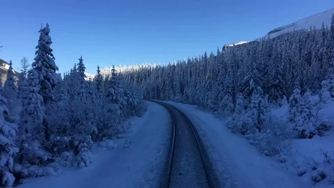 Train Time Lapse Rocky Mountain Winter Landscape Stock Footage 71110481