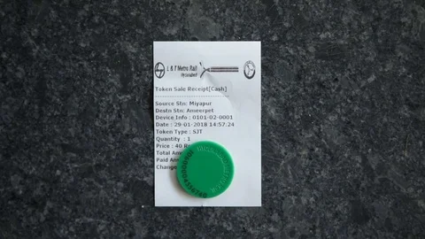 Train token and Receipt India Metro Stock Footage 85221054