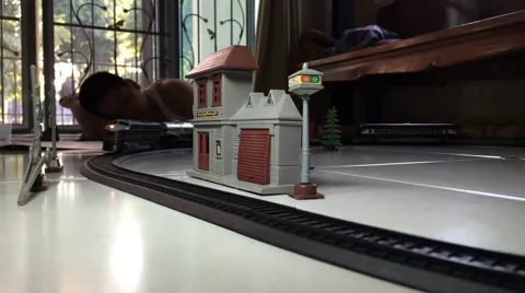 Train toy and background boy play clay, time lapse Stock Footage 45598709
