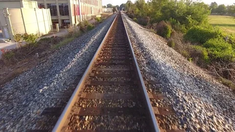 Train Track Aerial in 4K Stock-Footage 81870517