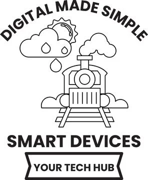 A train is on a track with clouds in the background Illustrazione stock