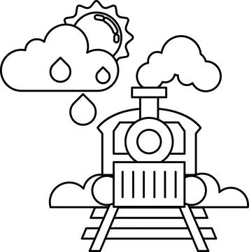 A train is on a track with a cloudy sky in the background Stock Illustration