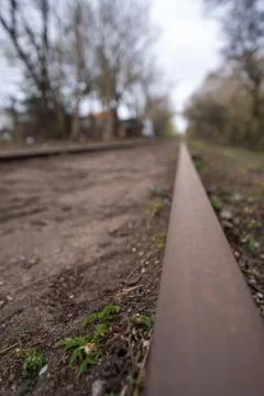 Train track in denmark. closeup rust on the tracks Stock Photos