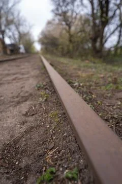 Train track in denmark. closeup rust on the tracks Stock Photos