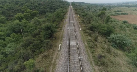 Train Track empty 01 Stock Footage 114294468