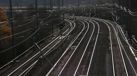 Train on track 스톡 동영상 21034675