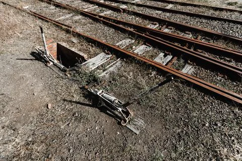 Train track lever Stock Photos