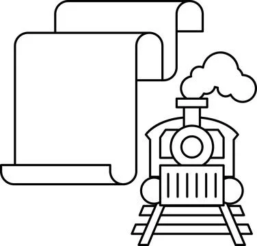 A train is on a track next to a scroll 스톡 일러스트
