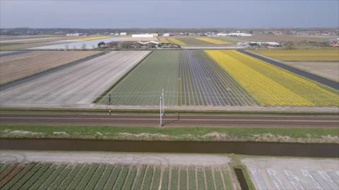 Train track passenger train aerial view of public transport infrastructure in a Stock Footage 152676005