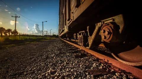 Train on the Track Stock Photos