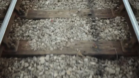 Train Track POV Moving Forward Slowing Down Railroad Travel Perspective Footage Stock Footage 156701808