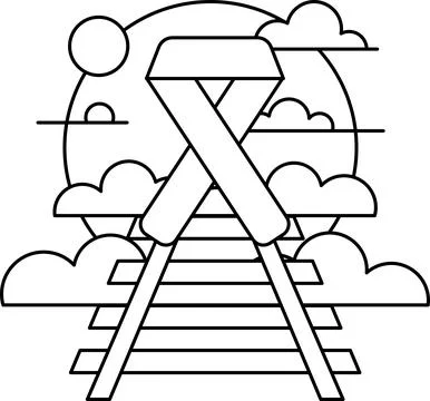 A train track with a ribbon on it Stock Illustration
