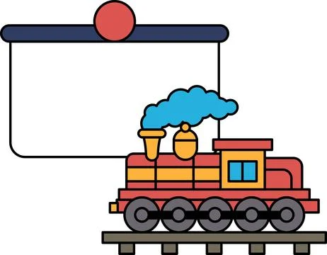 A train is on a track with a sign behind it Stock Illustration