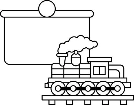 A train is on a track with a sign behind it Stock Illustration