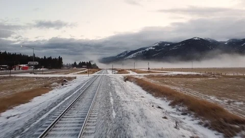 Train track in snow Stock Footage 124927191