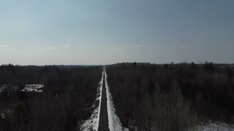 Train Tracks Aerial Descending view Stock Footage 149759966
