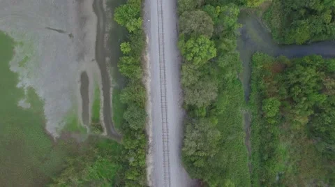 Train Tracks Aerial Video stock 68944356
