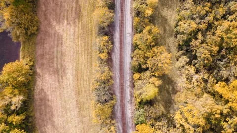 Train Tracks Aerial Stock Footage 321143242